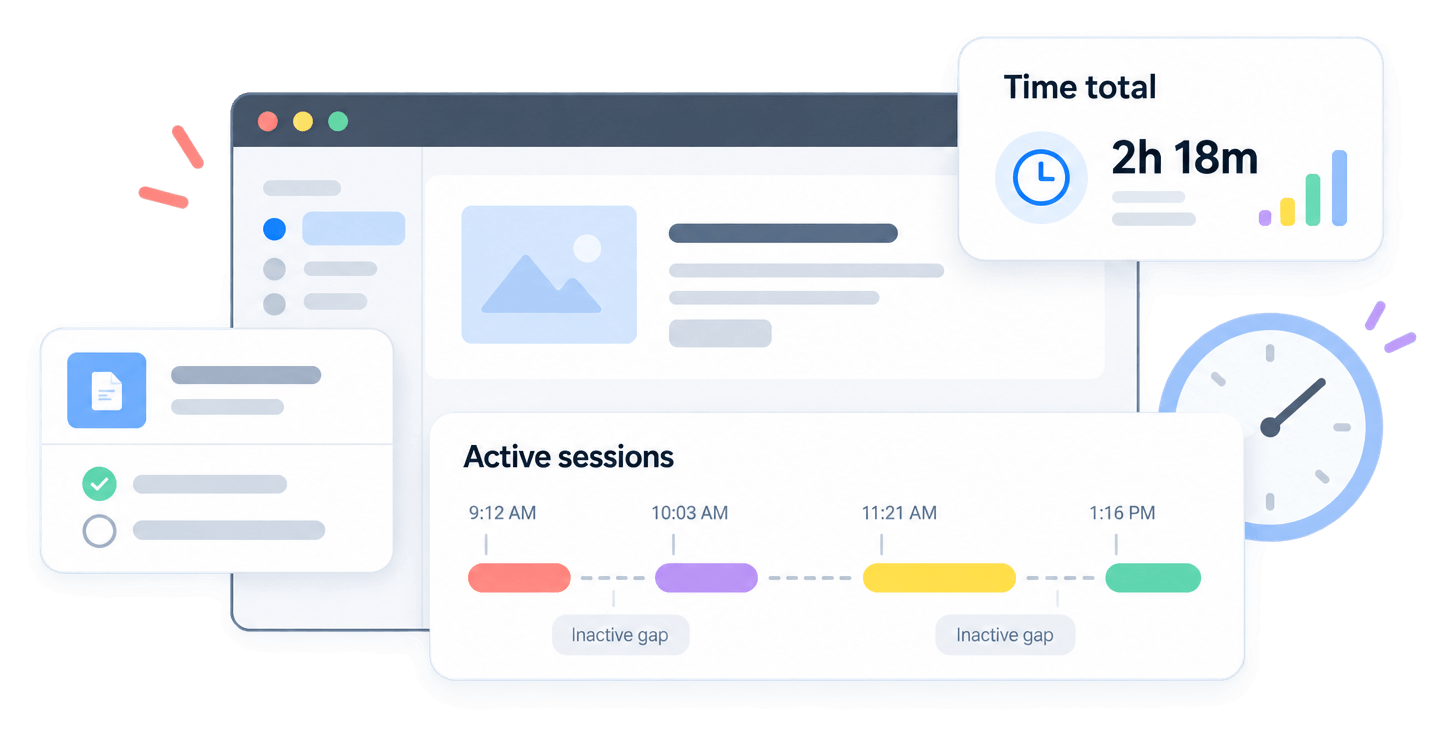 Moodle course activity tracked automatically without a manual timer, browser extension, or separate tracking tool